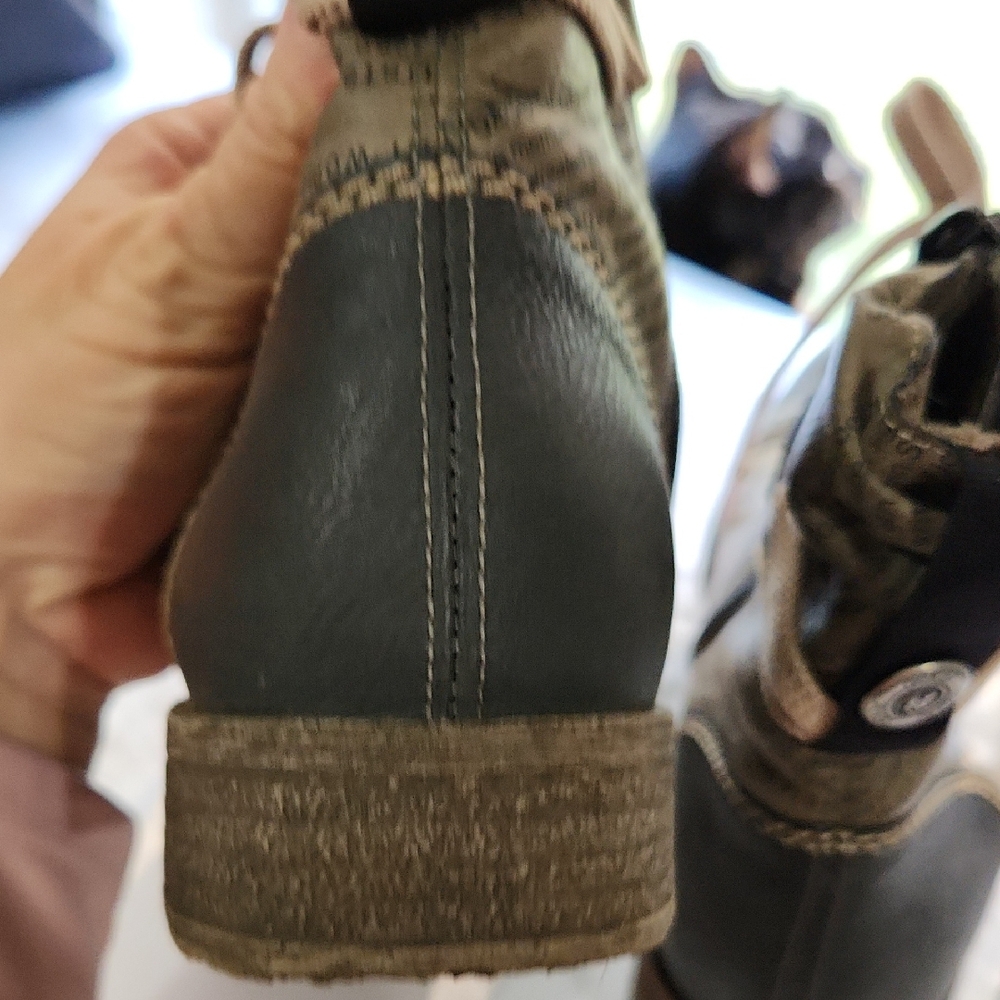 Rieker Women's Textured Lace-Up Combat Boots - Black and Gray - Picture 15 of 16